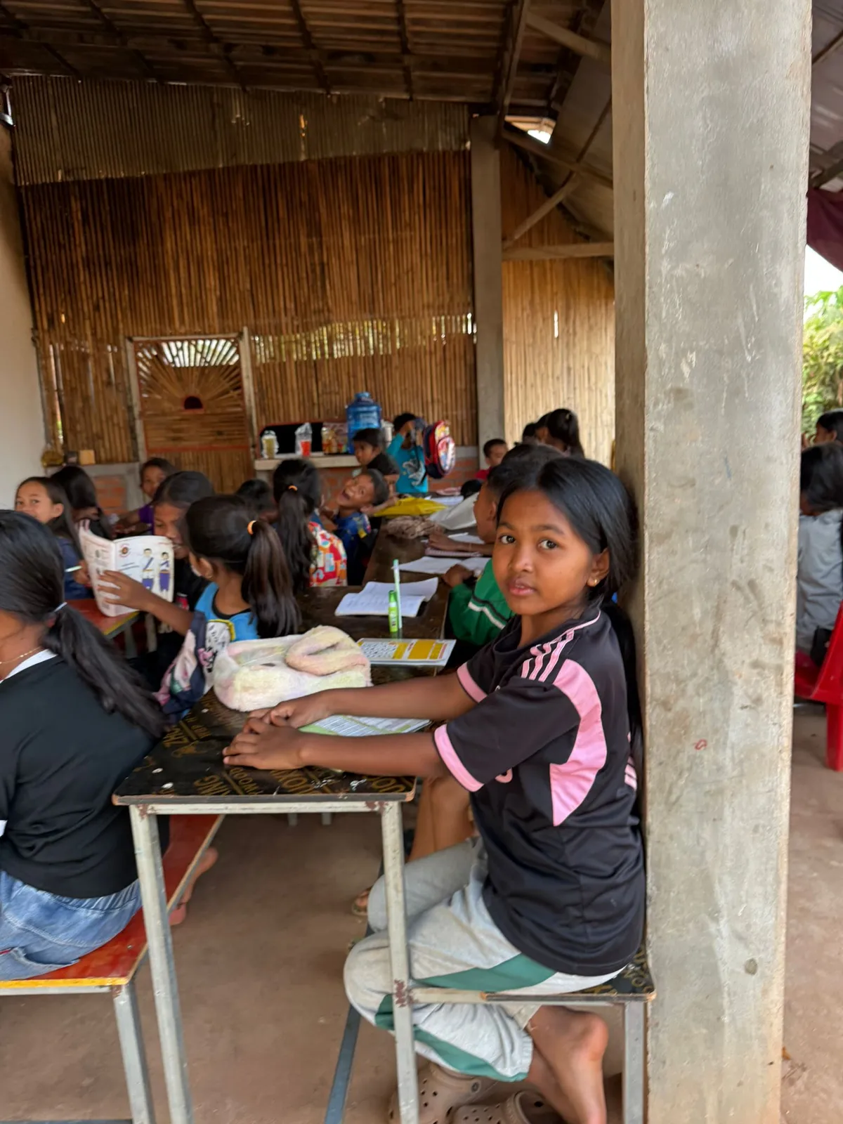 Bicycles outside — most students bike here from neighbouring villages.